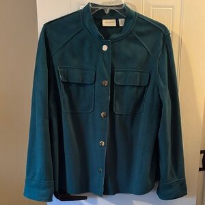 Chico's Faux Suede Teal Utility Jacket